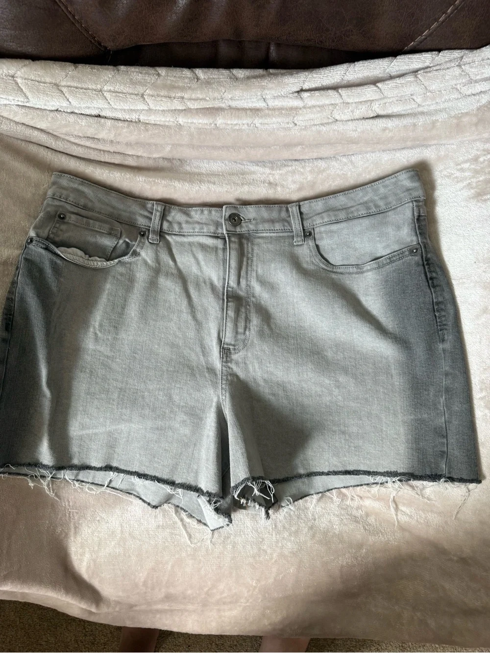 High-Rise Gray Women's Denim Shorts